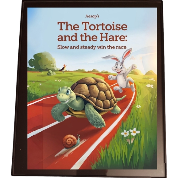 Handmade Other - The Tortoise and the Hare In A Glass Front Frame 8x10 Picture AI wall art